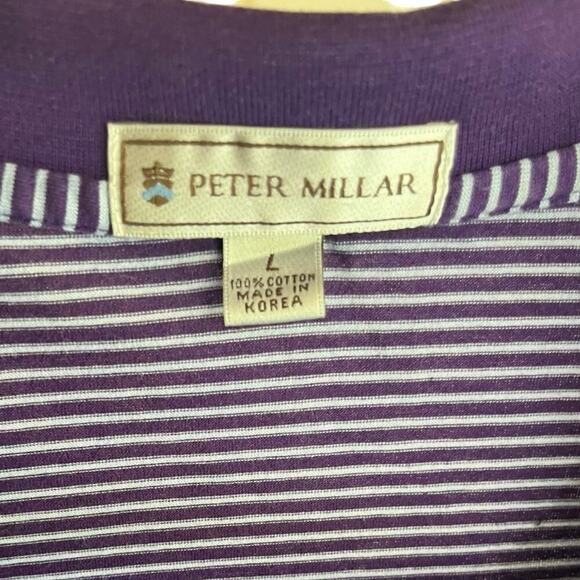 Peter Millar Thistle Golf Club Short Sleeve Shirt Purple White Stripe Large - Picture 3 of 4